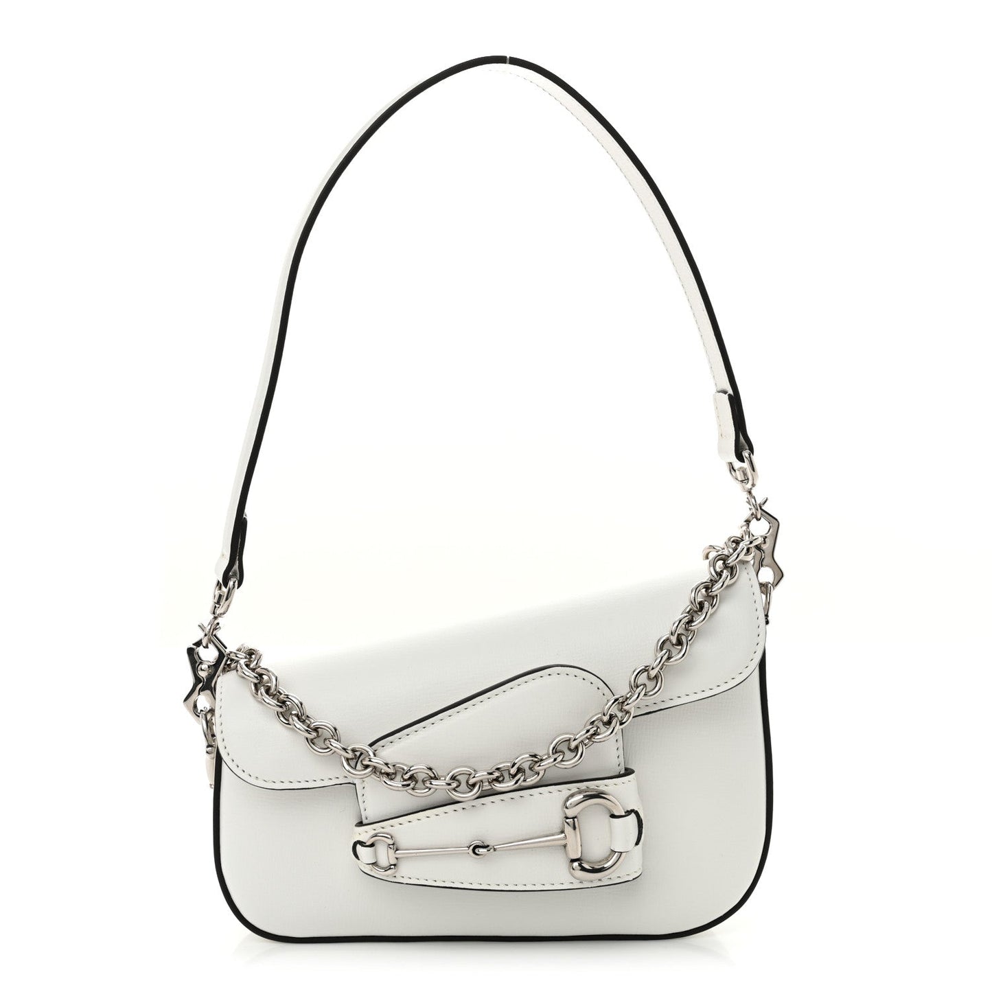 Demetra Mini Horsebit 1955 Asymmetric Shoulder Bag Great White
