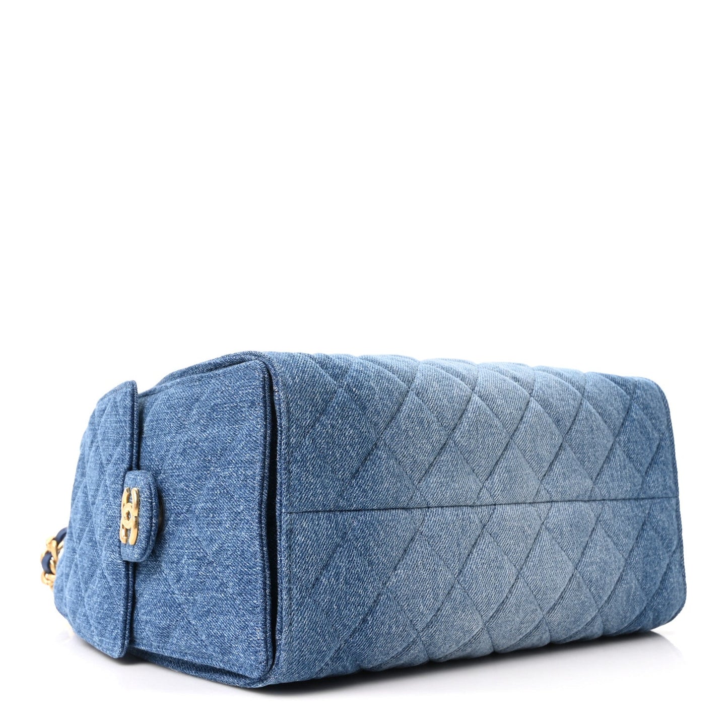Washed Denim Quilted Small Chanel 25 Handbag Blue