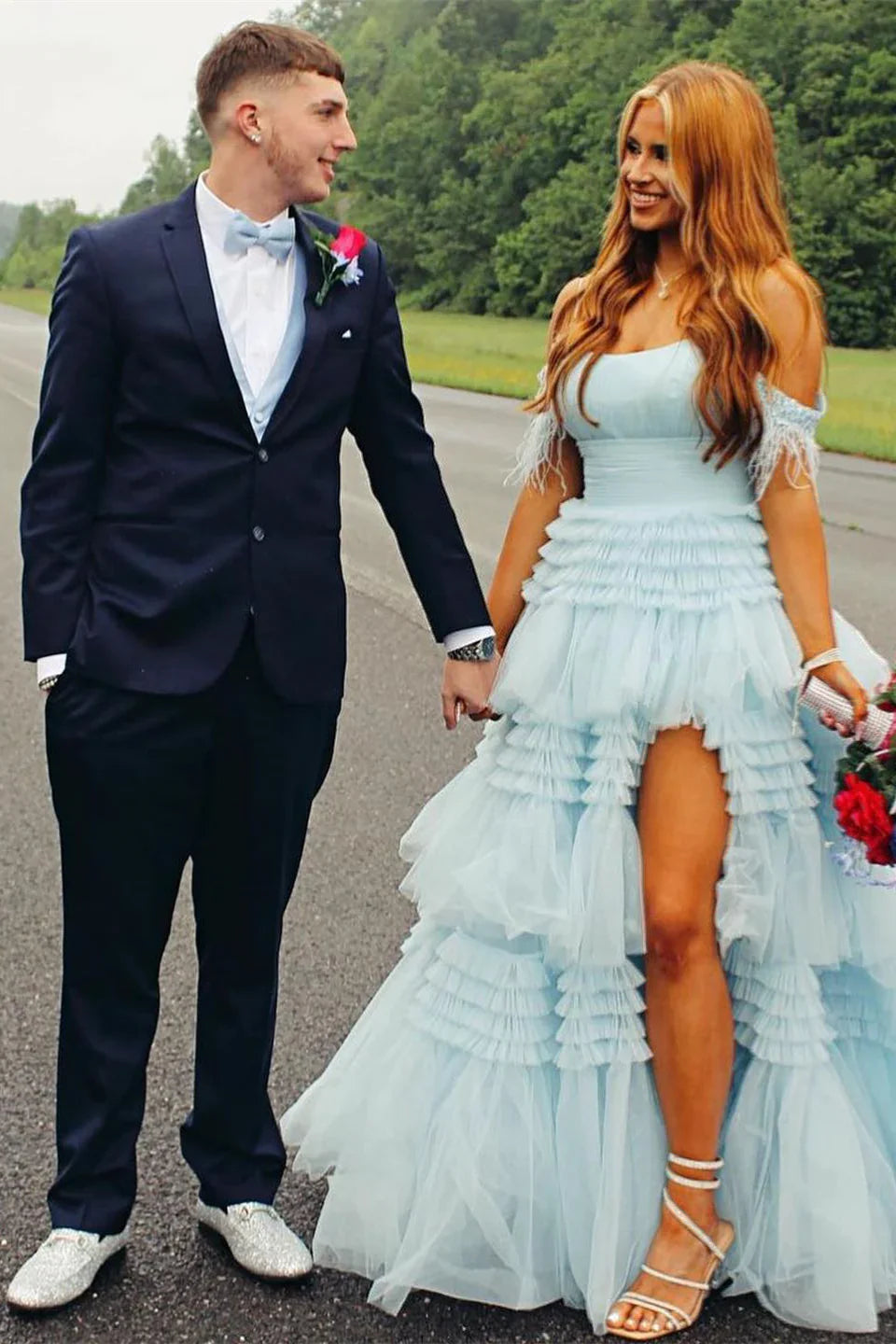 Plus Size Off The Shoulder Pink Ruffles A-Line Party Prom Dress