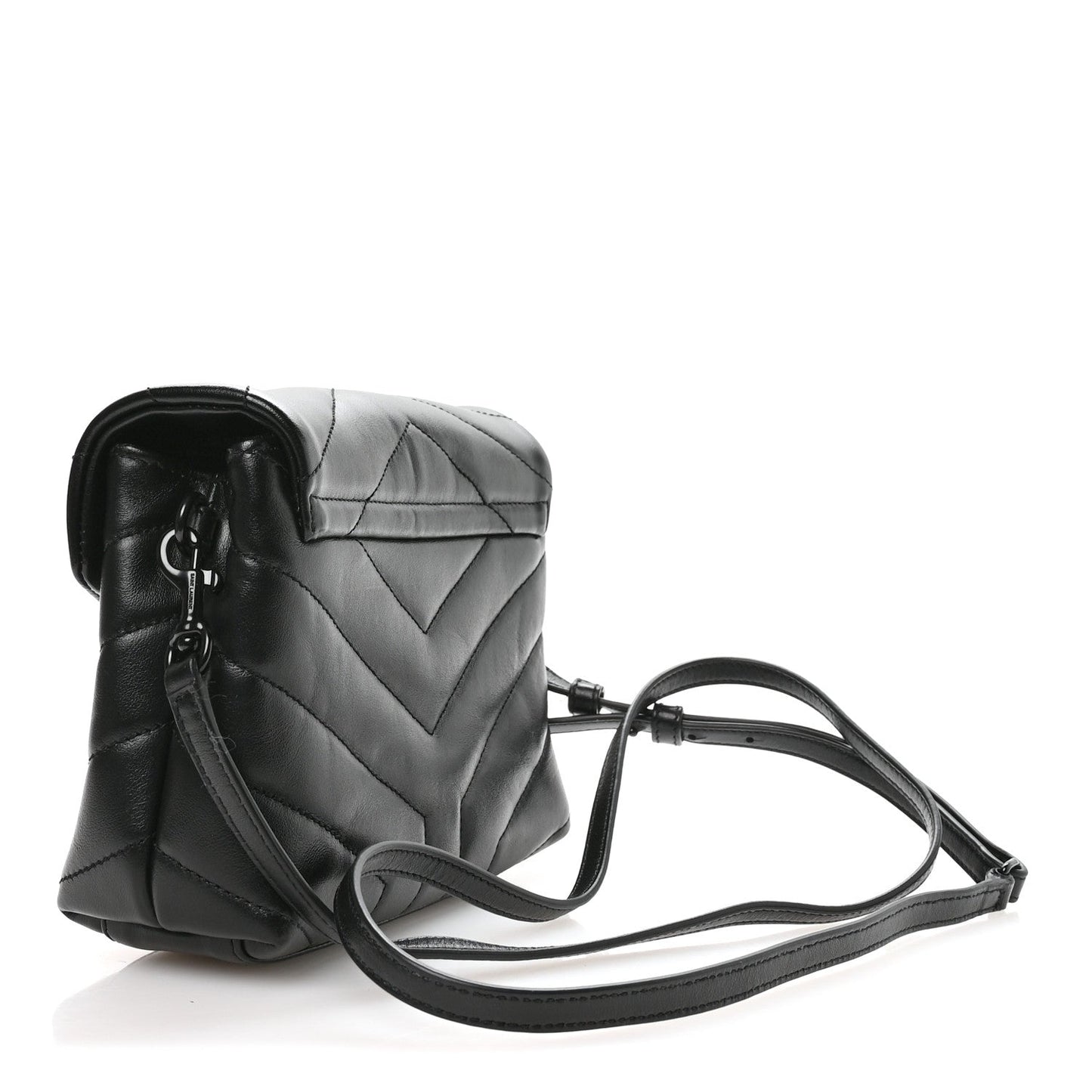 Calfskin Y Quilted Monogram Monochrome Toy Loulou Crossbody Bag Black
