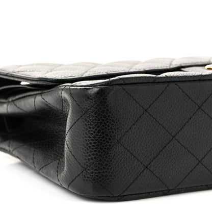 Caviar Quilted Medium Double Flap Black
