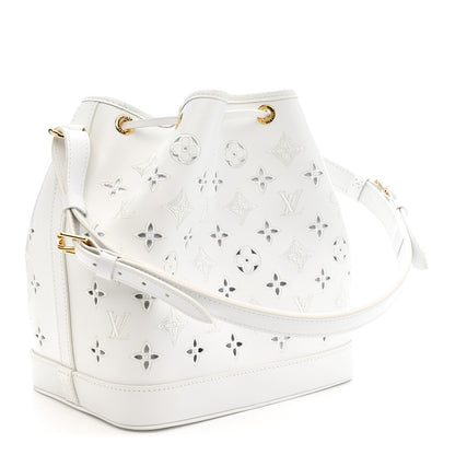 Calfskin Monogram Cutout Petit Noe White