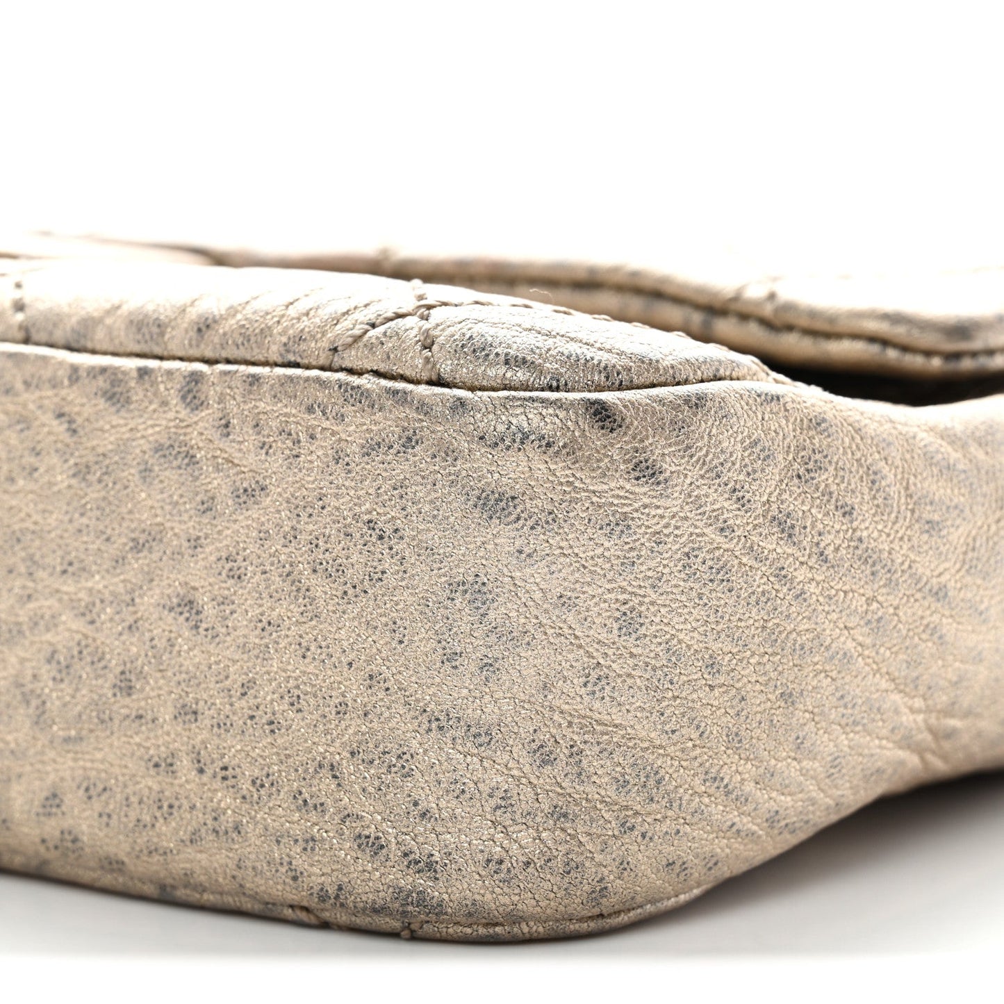 Distressed Metallic Lambskin Quilted Le Marais Ligne Flap Gold