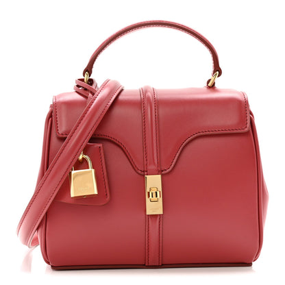 Satinated Calfskin Mini 16 Top Handle Bag Raspberry