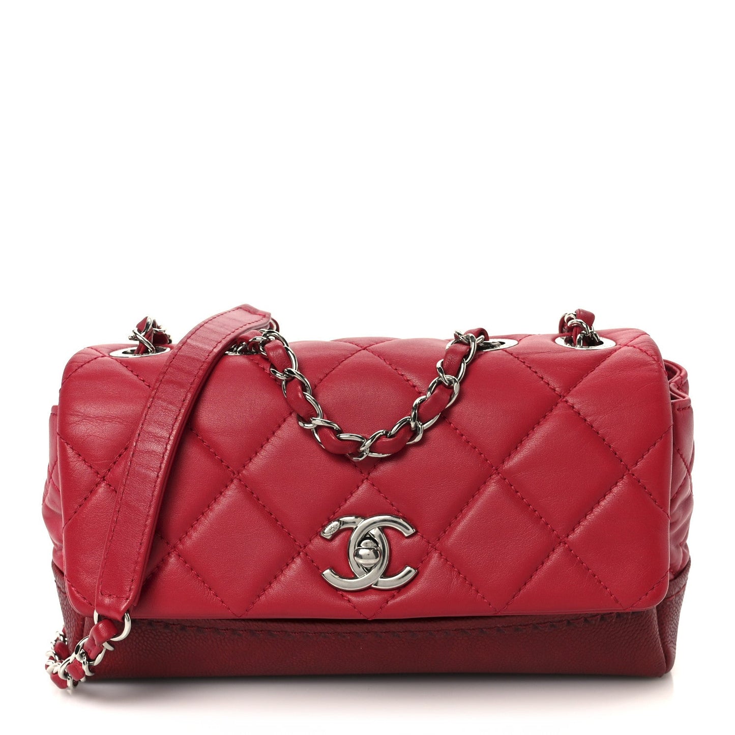 Caviar Lambskin Quilted Bi Coco Flap Red