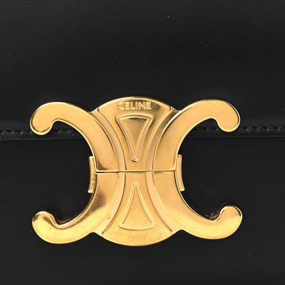 Shiny Calfskin Triomphe Shoulder Bag Black