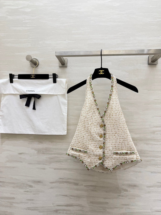 CC 26s Halter Vest White Tweed