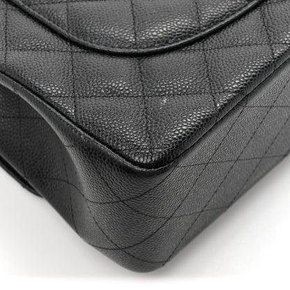Caviar Quilted Jumbo Double Flap Black