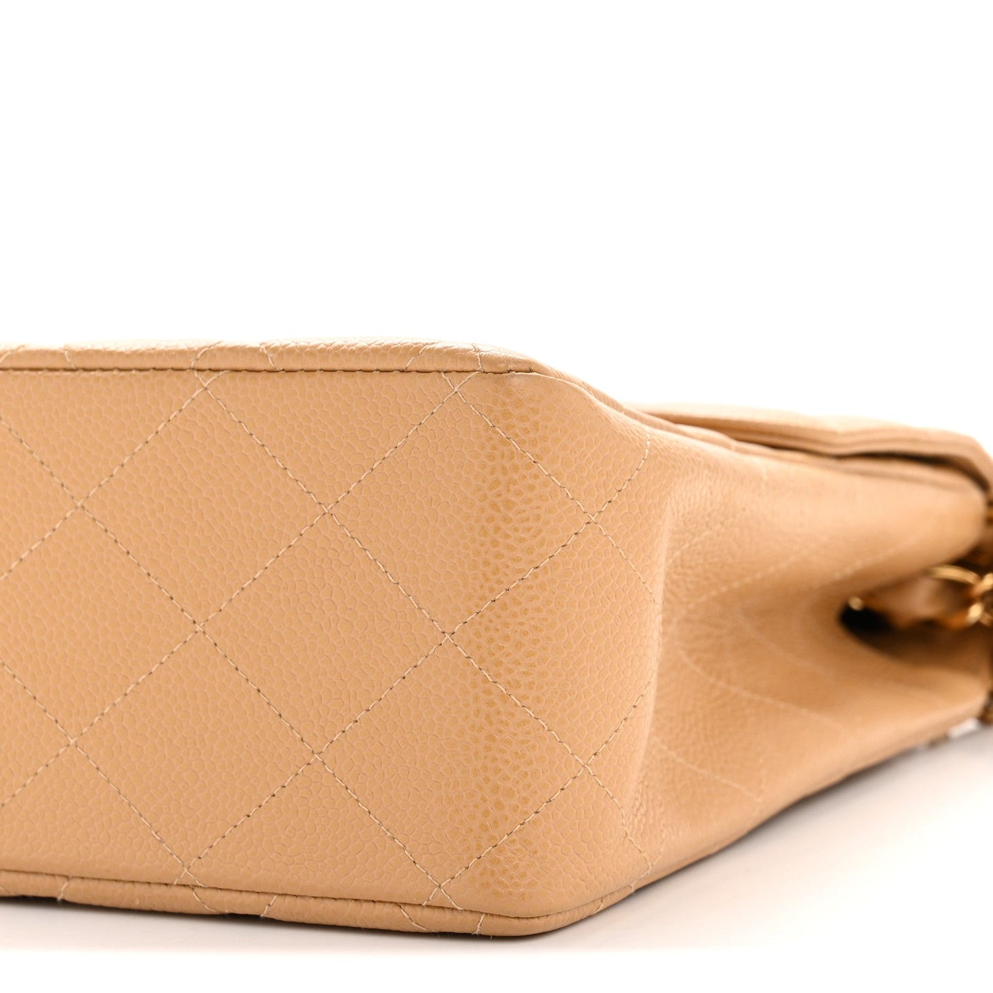 Caviar Quilted XL Jumbo Single Flap Beige