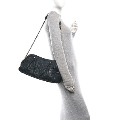 Iridescent Calfskin Quilted Relax CC Bowler Bag Black