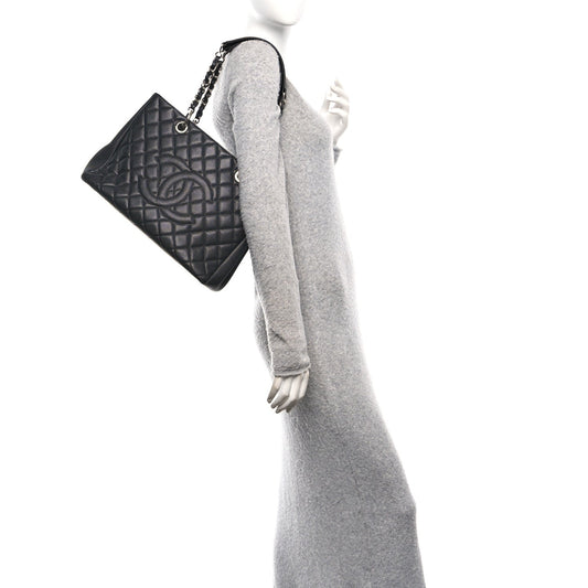Caviar Quilted Grand Shopping Tote GST Black