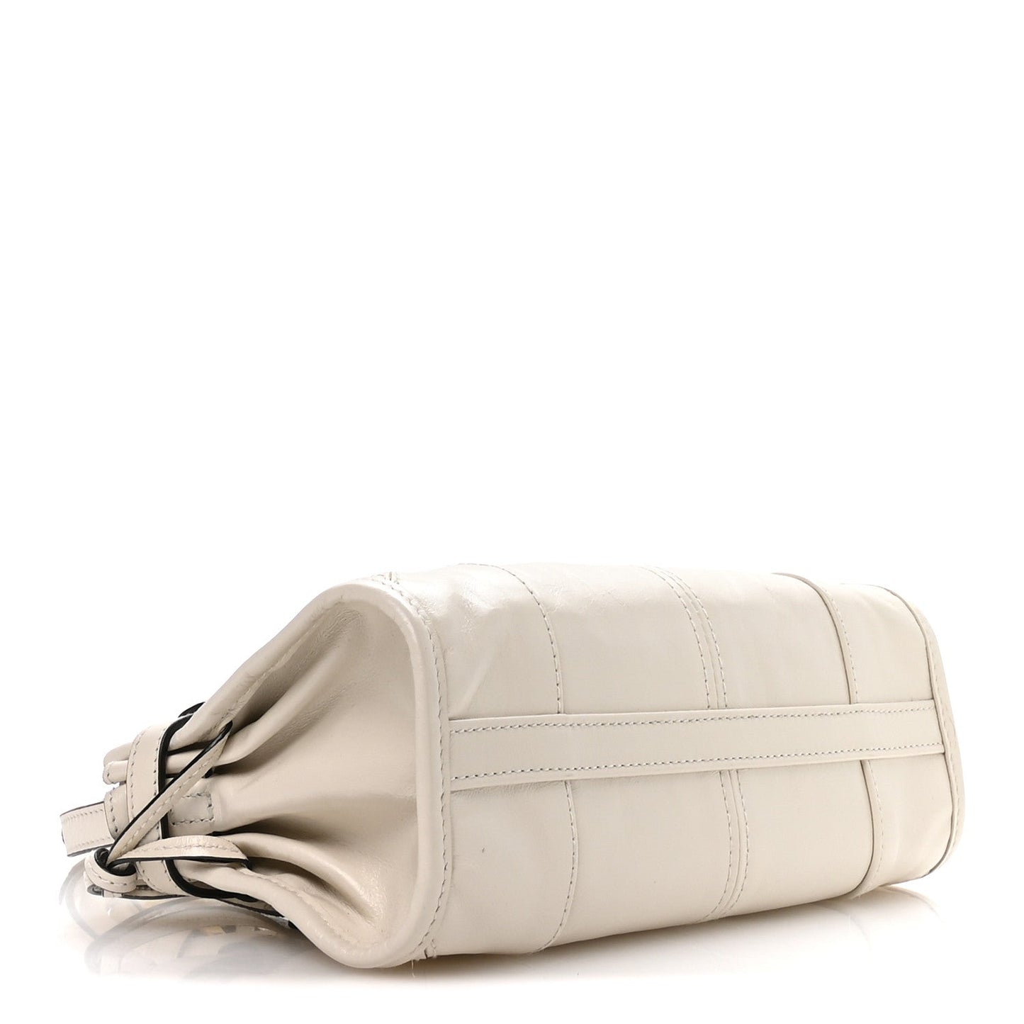Glossy Calfskin Triangle Mini Bonnie Hand Bag White
