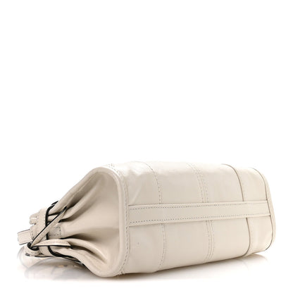 Glossy Calfskin Triangle Mini Bonnie Hand Bag White