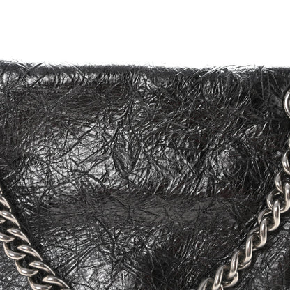 Metallic Crushed Calfskin Medium Crush Chain Bag Steel Grey