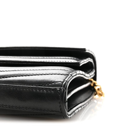 Lambskin Matelasse Chevron Monogram Sulpice Chain Wallet Black