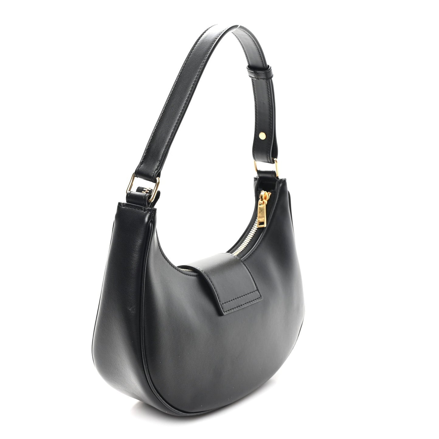 Smooth Calfskin Medium Strap Ava Triomphe Shoulder Bag Black