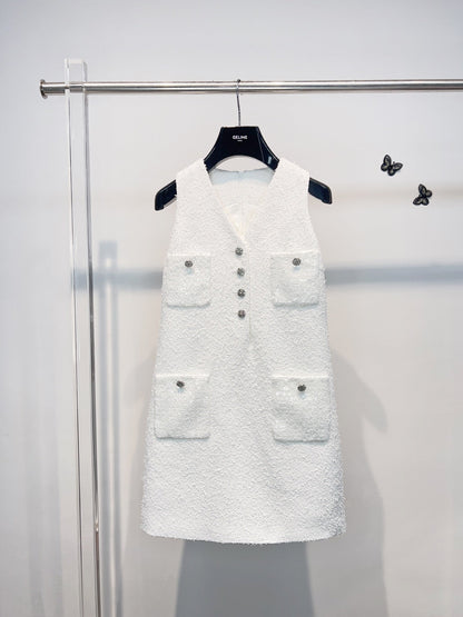 CC 25 Vest Dress White Cotton 305852