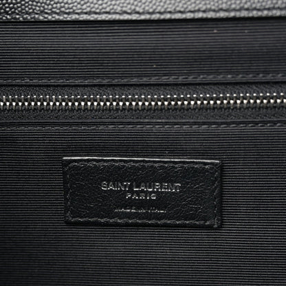 Grain De Poudre Textured Mixed Matelasse Large Triquilt Monogram Satchel Black