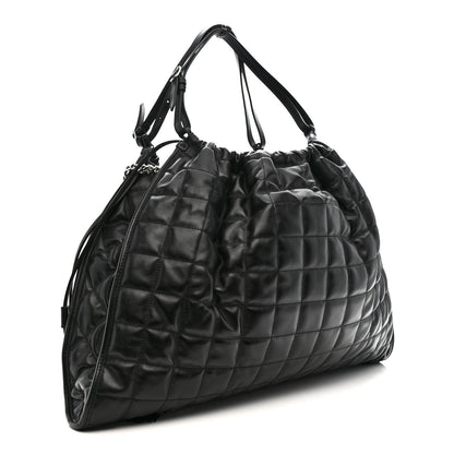 Calfskin Quilted Large Deco Tote Bag Black