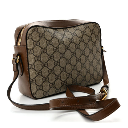 GG Supreme Monogram Small Horsebit 1955 Shoulder Bag Beige Brown Sugar