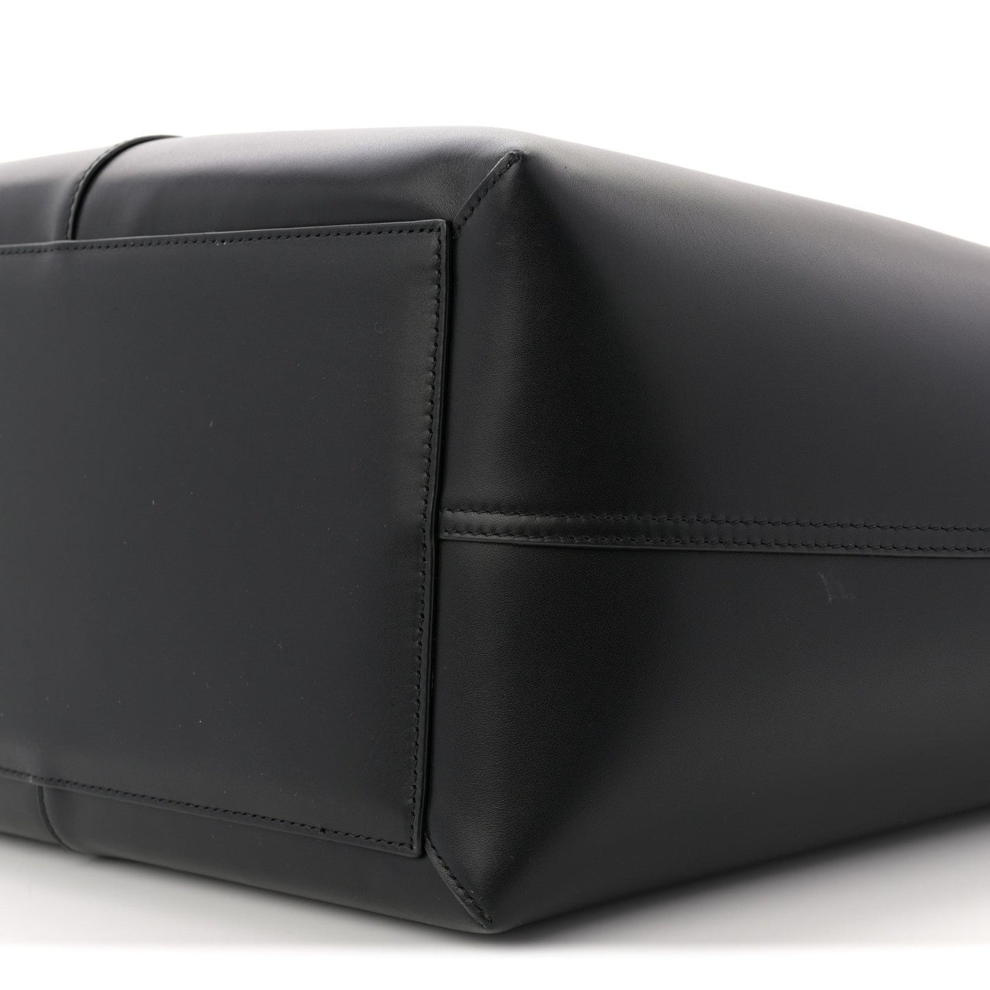 Smooth Calfskin Maxi Trapezoid Shopping Tote Black