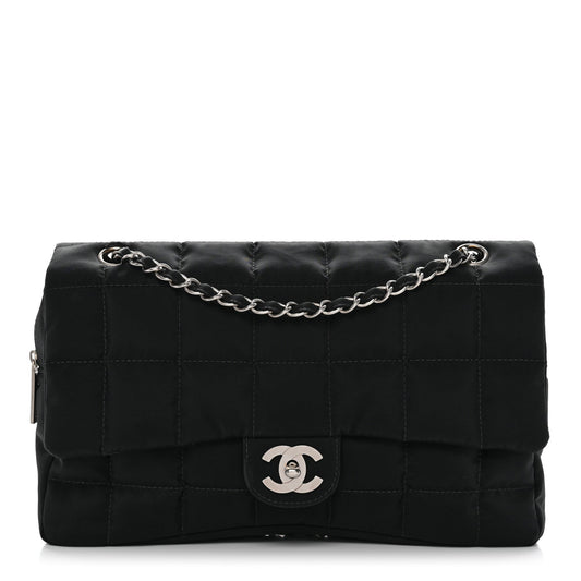 Nylon Square Quilted Flap Black