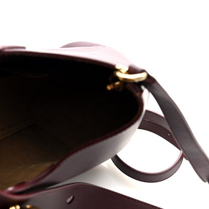 Calfskin Mini Pebble Bucket Bag Dark Burgundy