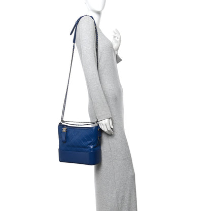 Patent Goatskin Quilted Medium Gabrielle Hobo Blue