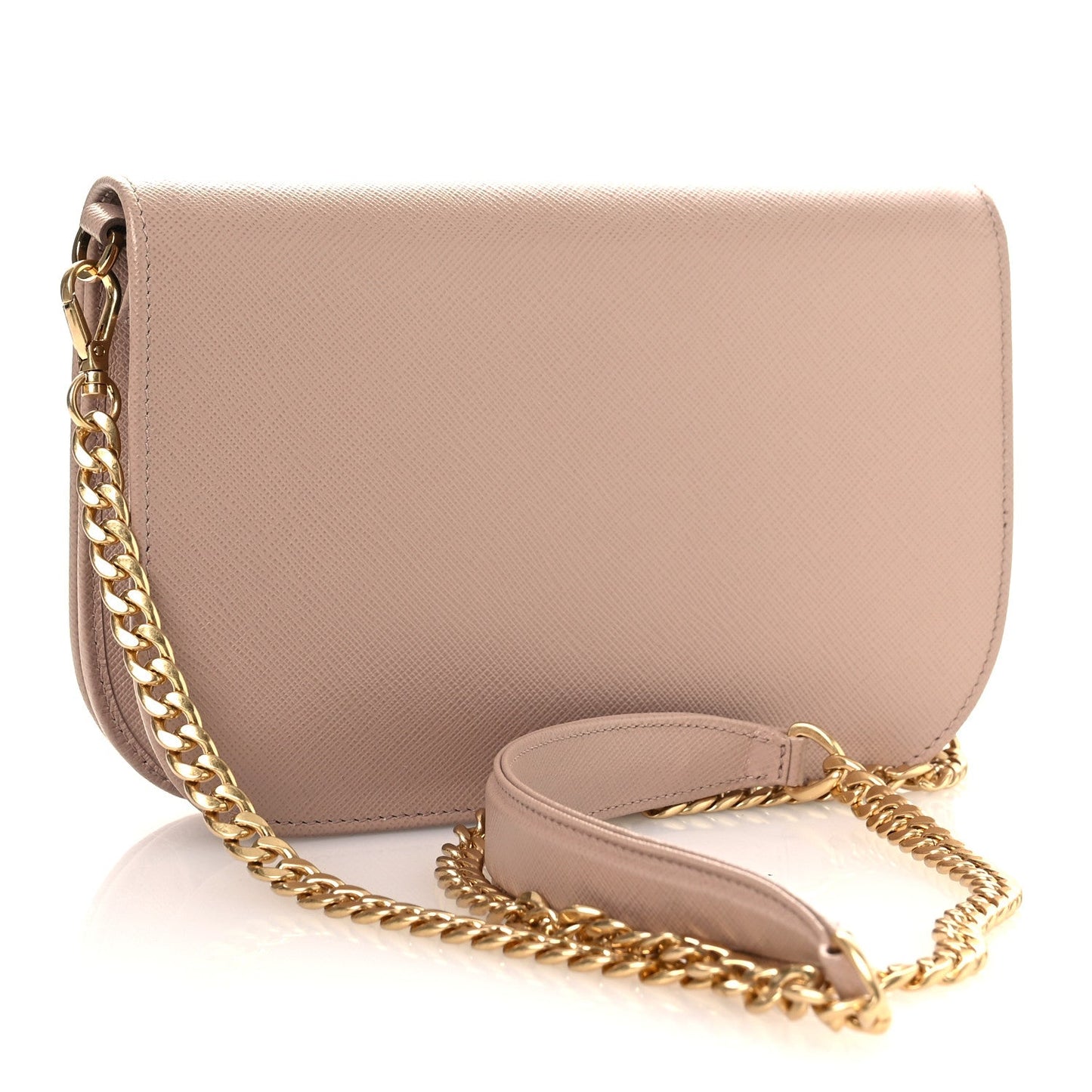 Saffiano Bandoliera Chain Crossbody Bag Cammeo