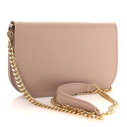Saffiano Bandoliera Chain Crossbody Bag Cammeo
