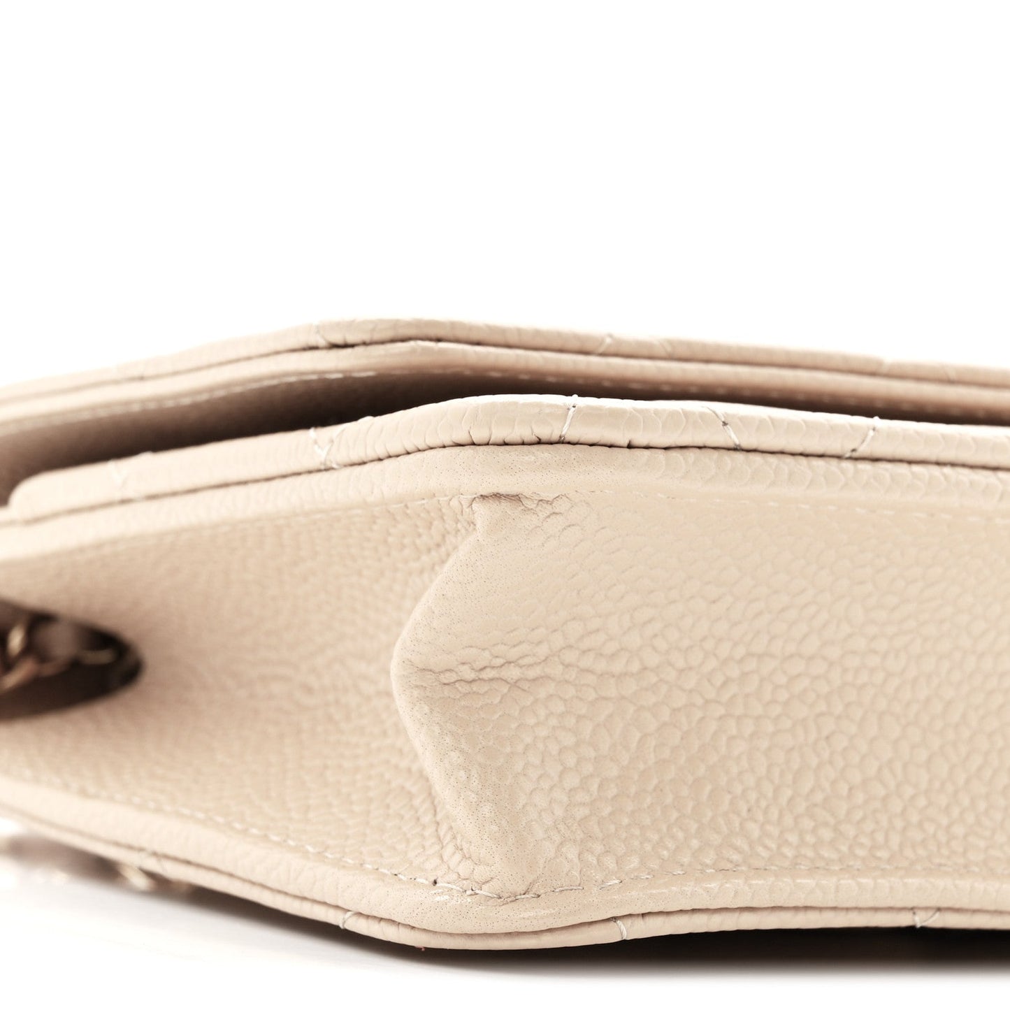 Caviar Quilted Wallet on Chain WOC Beige
