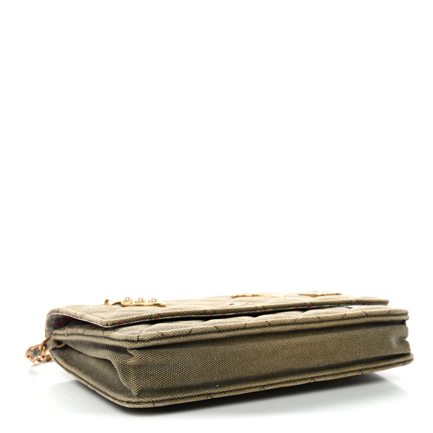 Canvas Quilted Coco Cuba Charms Wallet on Chain WOC Khaki