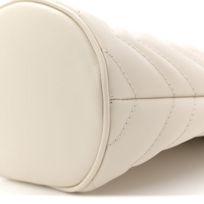 Calfskin Matelasse Mini GG Marmont 2.0 Bucket Bag White