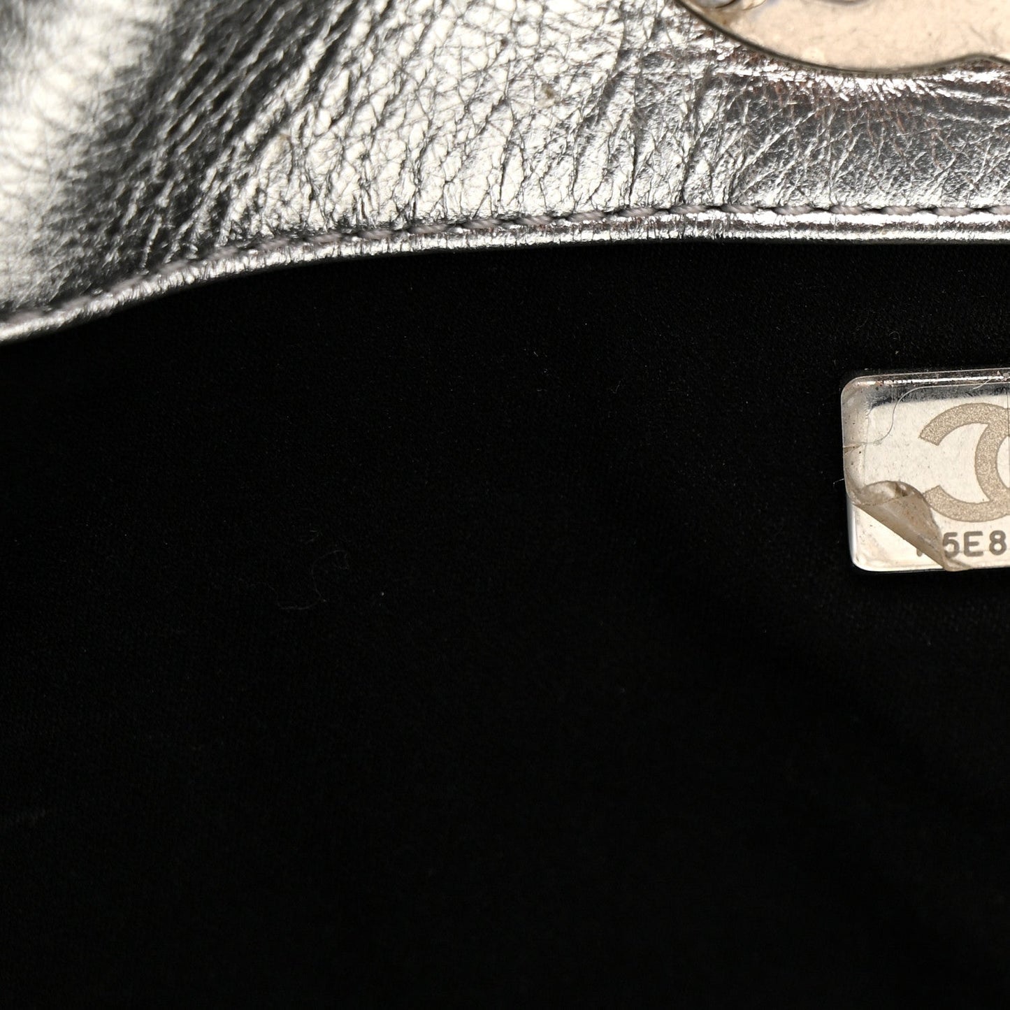 Metallic Calfskin Stitched CC Club Monaco Tote Silver