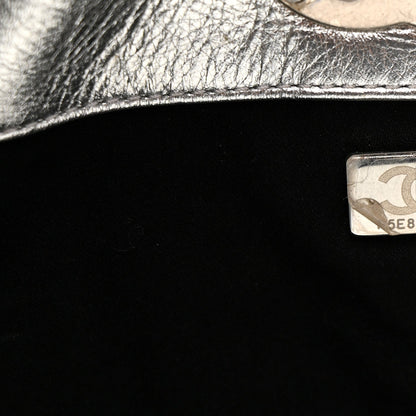 Metallic Calfskin Stitched CC Club Monaco Tote Silver