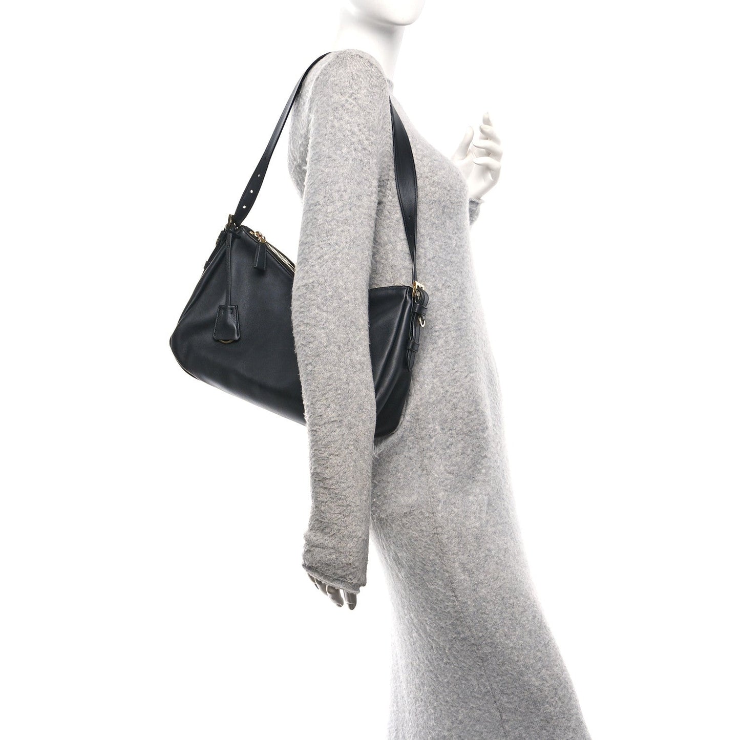 Soft Calfskin Large Aimée Shoulder Bag Black