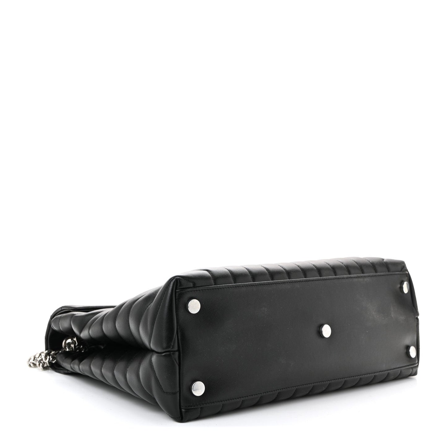 Calfskin Y Quilted Monogram Large Loulou Chain Satchel Black