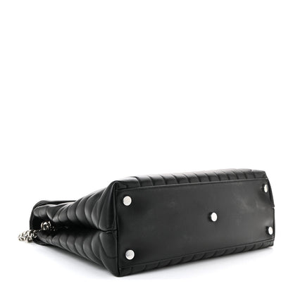 Calfskin Y Quilted Monogram Large Loulou Chain Satchel Black