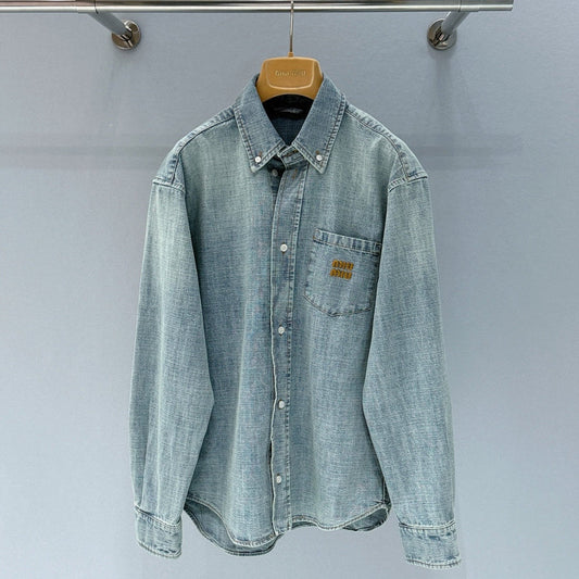 Miumiu 2026 Denim Shirt Light Blue Cotton