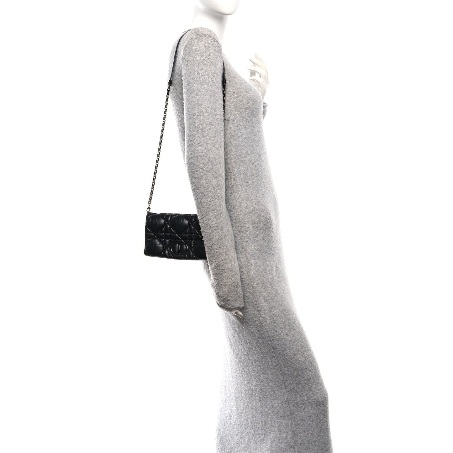 Calfskin Macrocannage Mini Caro Bag Black