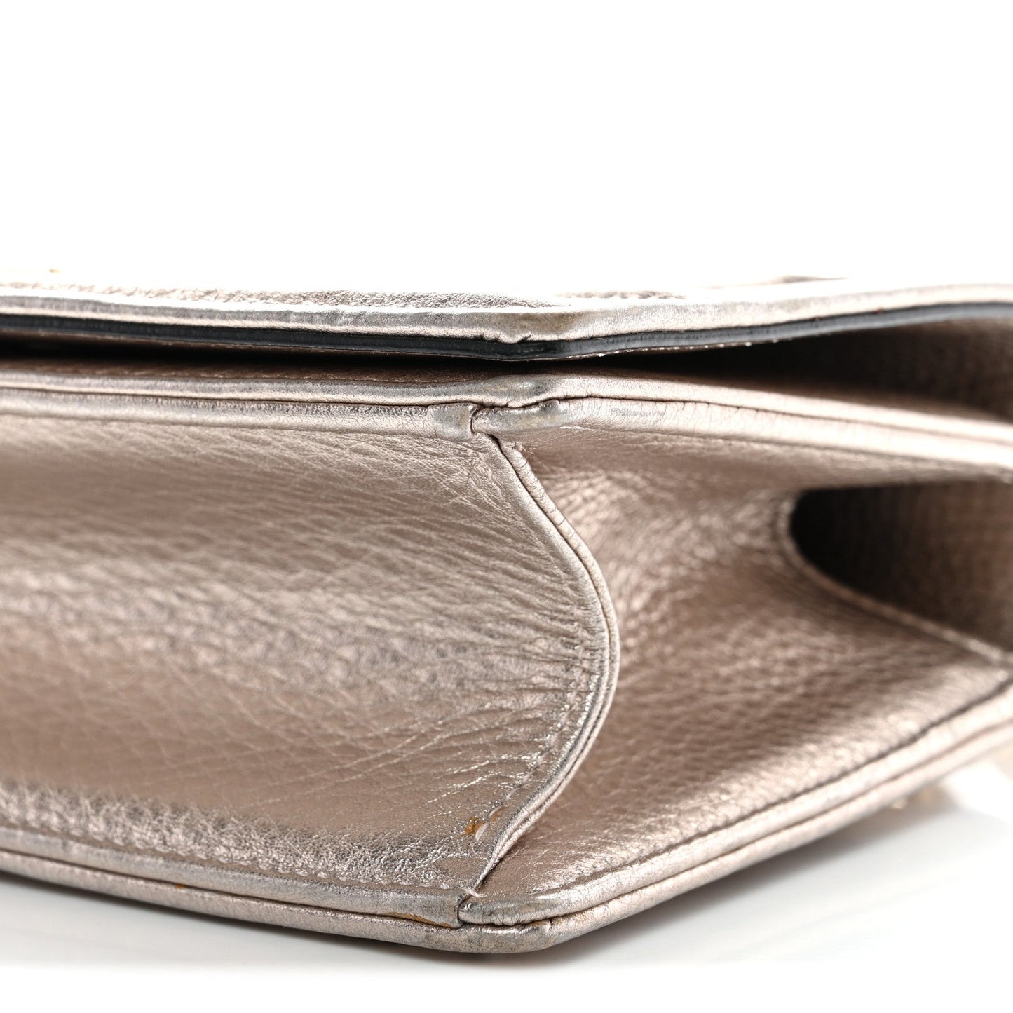 Metallic Grained Calfskin Small Diorama Flap Bag Copper