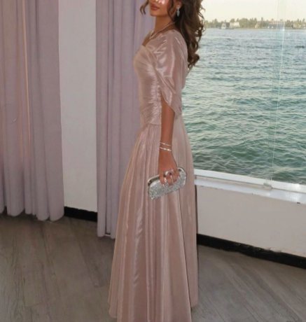 Pretty Pink A Line Long Wedding Guest Dress Formal Party Dress SP1311