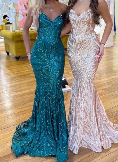 Gorgeous Spaghetti Straps Mermaid Evening Dress Long Prom Dress  Y7886