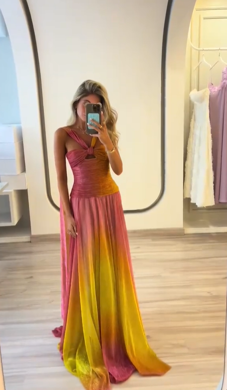 Chic Sleeveless Chiffon Pleated Mermaid Prom Dress Long Evening Gown