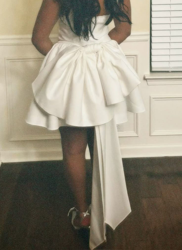 Classy White Spaghetti Straps A Line Homecoming Dress With Bow Y8829