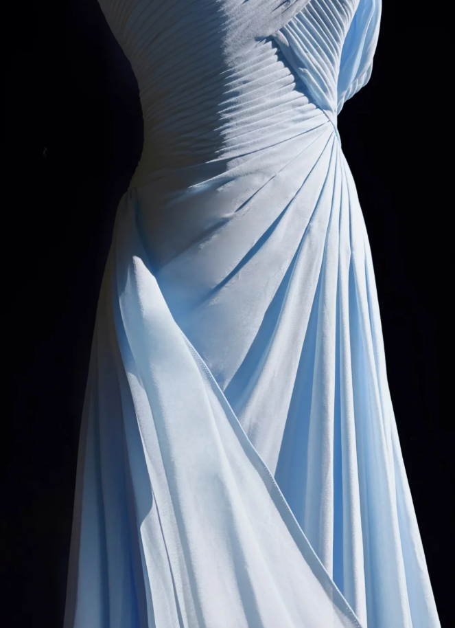Classy Sky Blue One Shoulder Chiffon Pleated Mermaid Party Dress Long Wedding Guest Dress Evening Gown