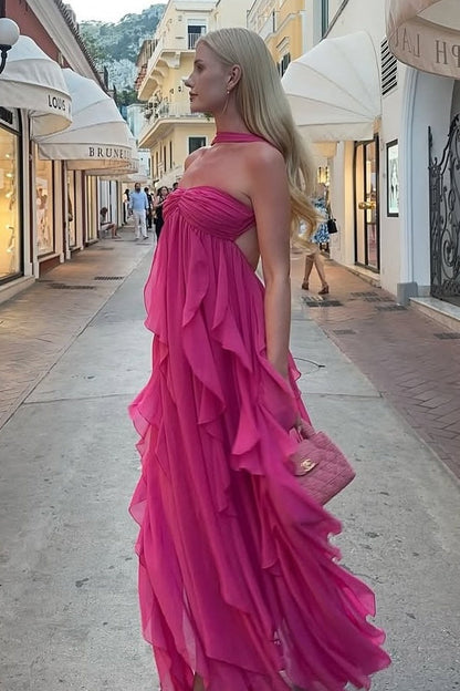 Beautiful A Line Sweetheart White Long Prom Dress with Ruffles Split Front
