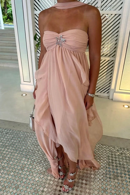 Beautiful A Line Sweetheart White Long Prom Dress with Ruffles Split Front