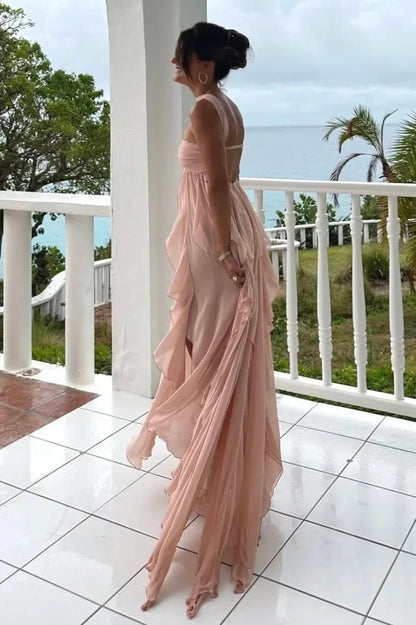 Beautiful A Line Sweetheart White Long Prom Dress with Ruffles Split Front
