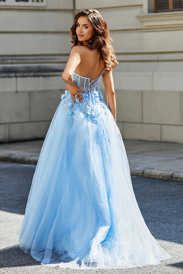 omberprom Elegant Evening Dress Corset Bodice One Shoulder Tulle Dress Prom Dresses